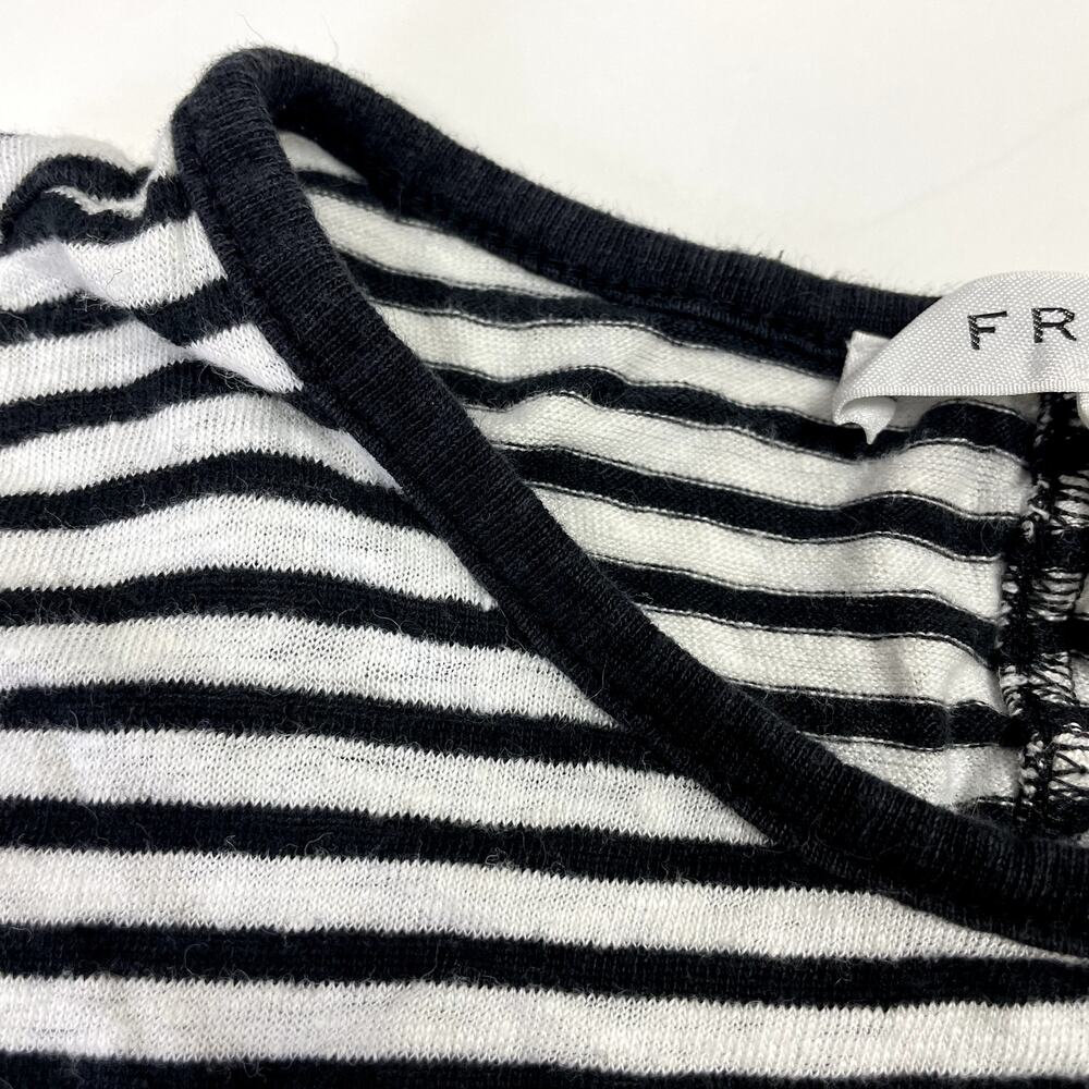Frame Linen Classic Striped T-Shirt M Black White Crew Neck - Picture 8 of 15